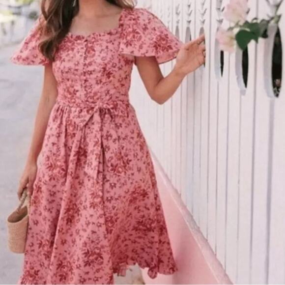 Gal Meets Glam Limited Edition Marianna Pink Floral Dress In Rose Size: 18 - Picture 1 of 10